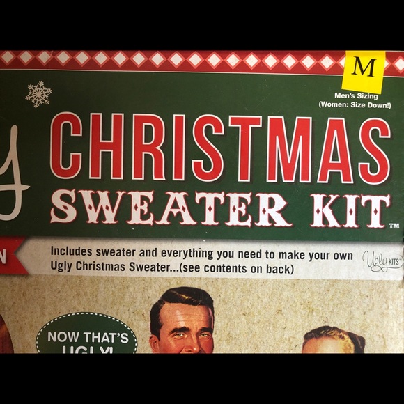 Ugly Christmas Sweater Kit Red Size M Boxed Special Edition Reindeer & Snow New - Picture 5 of 7